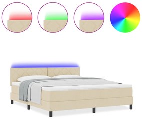 Box Spring Ágy Matraccal &amp; LED Bézs 180x200 cm Szövet
