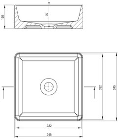 Deante CDJ_6U3S - JASMIN ráültethető mosdó, 34,5 x 34,5 cm, kerámia/fehér