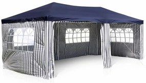 Kerti sátor 3×6 m kék-fehér összecsukható cipzáras rendszer