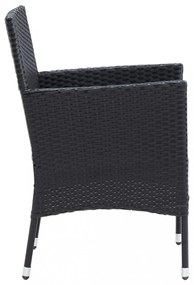 5 részes fekete polyrattan és üveg kerti étkezőgarnitúra