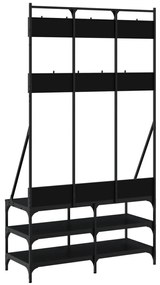 fekete ruhafogas cipőpolccal 100x40x184 cm