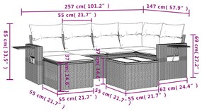 7 részes fekete polyrattan kerti ülőgarnitúra párnával