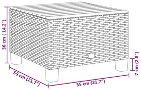 bézs polyrattan és akácfa kerti asztal 55 x 55 x 36 cm