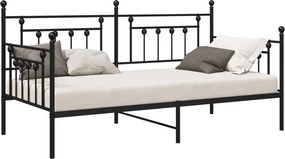 vidaXL Nappali ágykeret Fekete 90 x 200 cm Acél