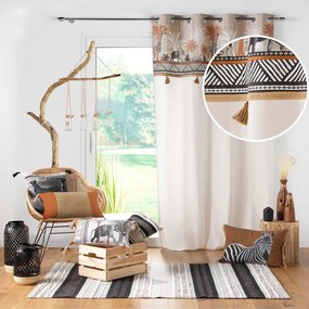 Barna-natúr színű pamut függöny 140x240 cm Kenya Lodge – douceur d'intérieur