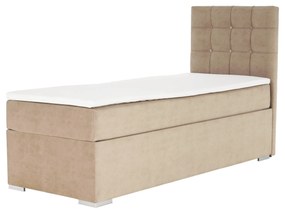 Boxspring ágy, egyszemélyes, világosbarna, 90x200, balos, DANY