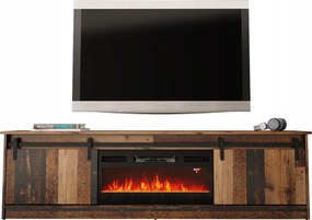 Rtv szekrény Granero 200 cm Old Wood elektromos kandalló 75 cm Loft
