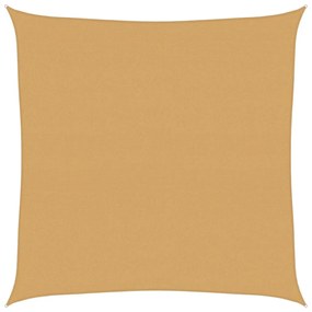homokszínű négyzet alakú HDPE napvitorla 160 g/m² 5x5 m