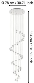 Eglo 39545 - LED Dimmelhető kristálycsillár zsinóron PIANOPOLI 40xLED/1,8W/230