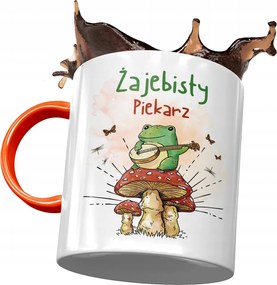 Narancssárga bögre péknek Békás pék fényképes nyomtatással