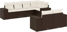 vidaXL 7 részes barna polyrattan kerti ülőgarnitúra párnákkal