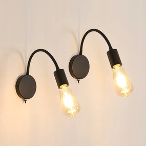 Kinkiet Czarna Lampa Scienna 2-PAK Regulowana E27 Nowoczesna Do Korytarz