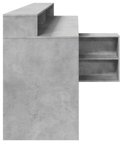 betonszürke szerelt fa íróasztal LED-világítással 200x104x91 cm