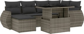 vidaXL 7 részes szürke polyrattan kerti ülőgarnitúra párnákkal