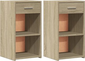 vidaXL 2 db sonoma tölgy színű szerelt fa éjjeliszekrény 35x34x65 cm
