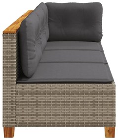 3 személyes szürke polyrattan kerti kanapé párnával