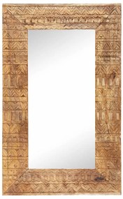 kézzel faragott tömör mangófa tükör 80 x 50 x 2,5 cm