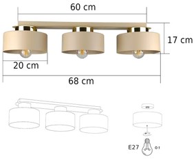 Mennyezeti lámpatest IGNIA 3xE27/60W/230V taupe