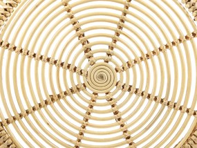 Rattan Dohányzóasztal Világos Fa Színben ⌀ 84 cm LIMNI Beliani