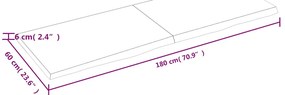 kezeletlen tömör fa fürdőszobai pult 180x60x(2-6) cm