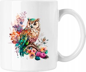 Bögre Bagoly Virágok Művészet 2 Fehér 330ml