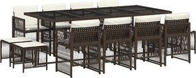 vidaXL 13 részes barna polyrattan kerti ülőgarnitúra párnákkal