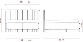 ALEXA kárpitozott ágy matracokkal és tárolóhellyel 160x200 cm bézs