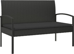 vidaXL fekete polyrattan kerti pad párnával 105 cm