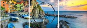 Kép - Mediterrán falu (órával) (90x30 cm)