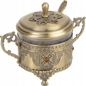 Cukortartó kanállal arany régi arany sárgaréz fém plattír