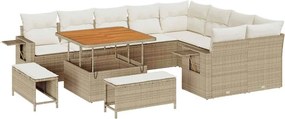 vidaXL Kerti Kanapé Szett 12 pcs Bézs polirattan
