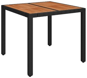 3 részes fekete polyrattan kerti étkezőgarnitúra párnákkal