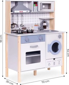 Fából készült valósághű gyermekkonyha LED fénnyel, hangokkal és kiegészítőkkel