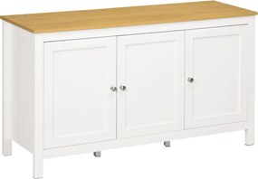 HOMCOM Konyhai Kápolna 3 Ajtós Büfé Szekrény Állítható Polcokkal Étkező Modern Stílus 120x40x70 cm Fehér | Aosom