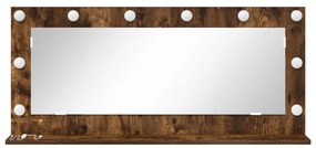 Tükör LED fényekkel Füstölt tölgy 100x45x18 cm