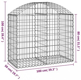 íves horganyzott vas gabion kosár 100x50x80/100 cm