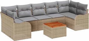 vidaXL Kerti Kanapé Szett párnával 8 pcs Bézs polirattan