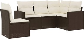 vidaXL 5 részes barna polyrattan kerti ülőgarnitúra párnával
