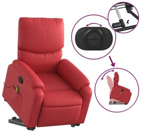 vidaXL piros műbőr dönthető masszázs- és állófotel