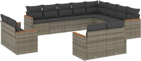 vidaXL 12 részes szürke polyrattan kerti ülőgarnitúra párnákkal