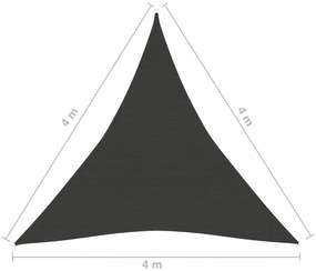 antracitszürke HDPE napvitorla 160 g/m² 4 x 4 x 4 m