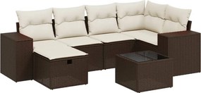 vidaXL 7 részes barna polyrattan kerti ülőgarnitúra párnákkal