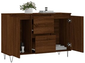 barna tölgyszínű szerelt fa tálalószekrény 104 x 35 x 70 cm