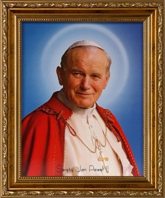 Vászonkép 31x26 Szent II. János Pál Pápa Arany Díszített Keret