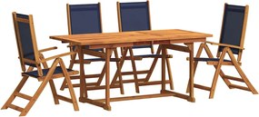 vidaXL 5 részes tömör akácfa és textilén kerti étkezőgarnitúra