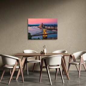 Kép - panoráma a városra, Budapest, Magyarország (üvegen) (70x50 cm)