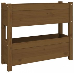 mézbarna tömör fenyőfa növénytartó 77x25x66 cm