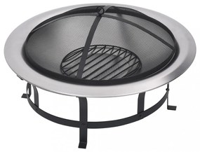 rozsdamentes acél kültéri tűztál grillráccsal 76 cm