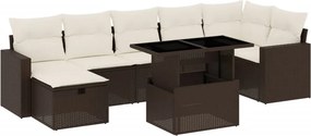 vidaXL 8 részes barna polyrattan kerti ülőgarnitúra párnákkal
