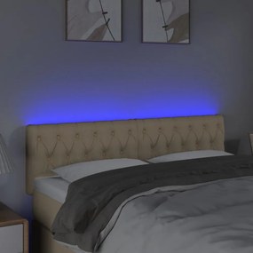 krémszínű szövet LED-es fejtámla 160x7x78/88 cm